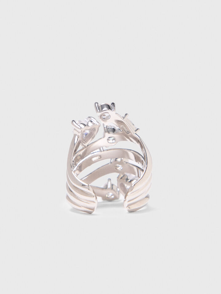 Rhinestone multi-row ring