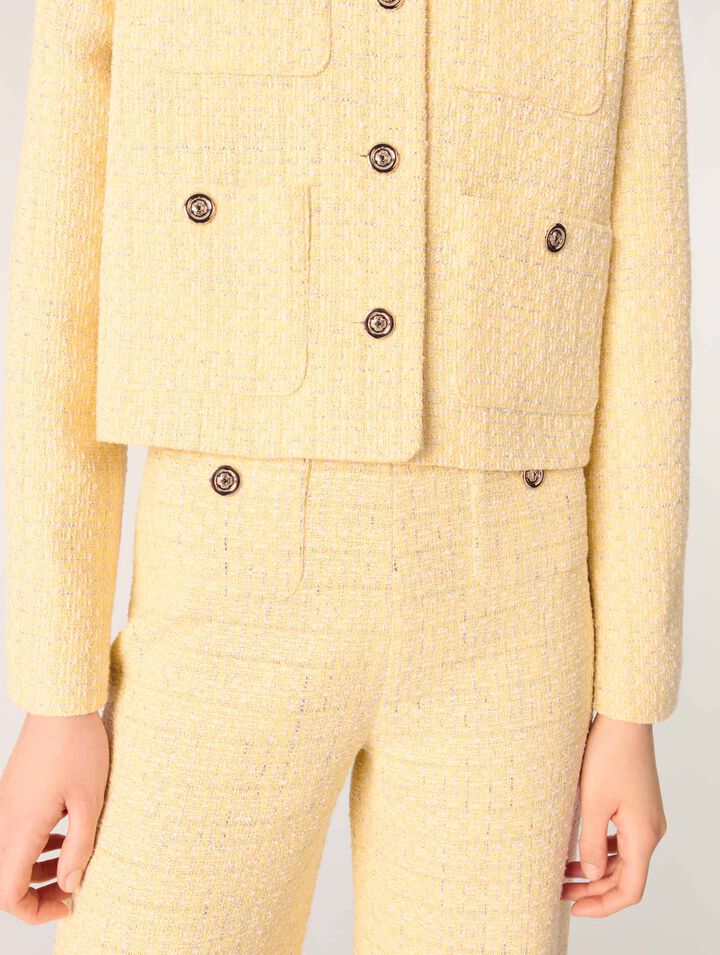 Straight-leg tweed/lurex trousers