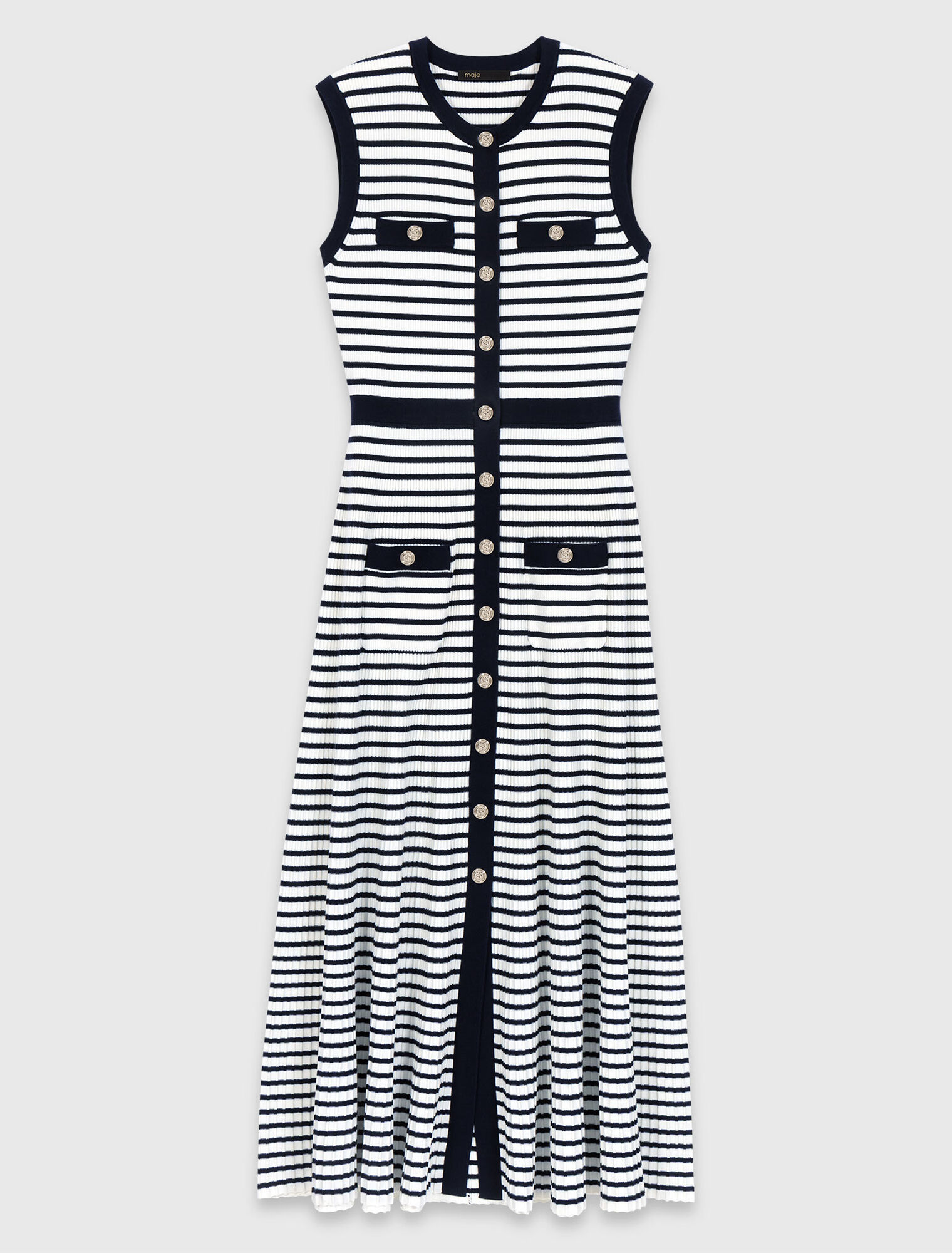 Breton stripe knit maxi dress