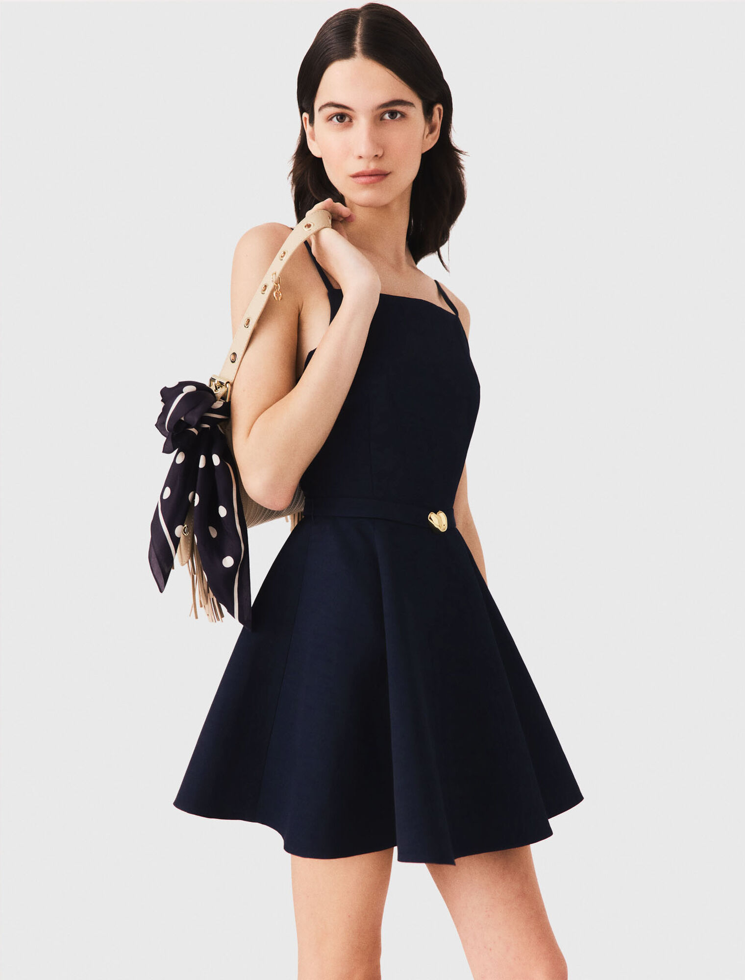 Flared dress with straps