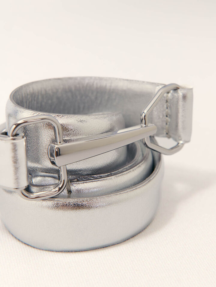 Metallic leather belt