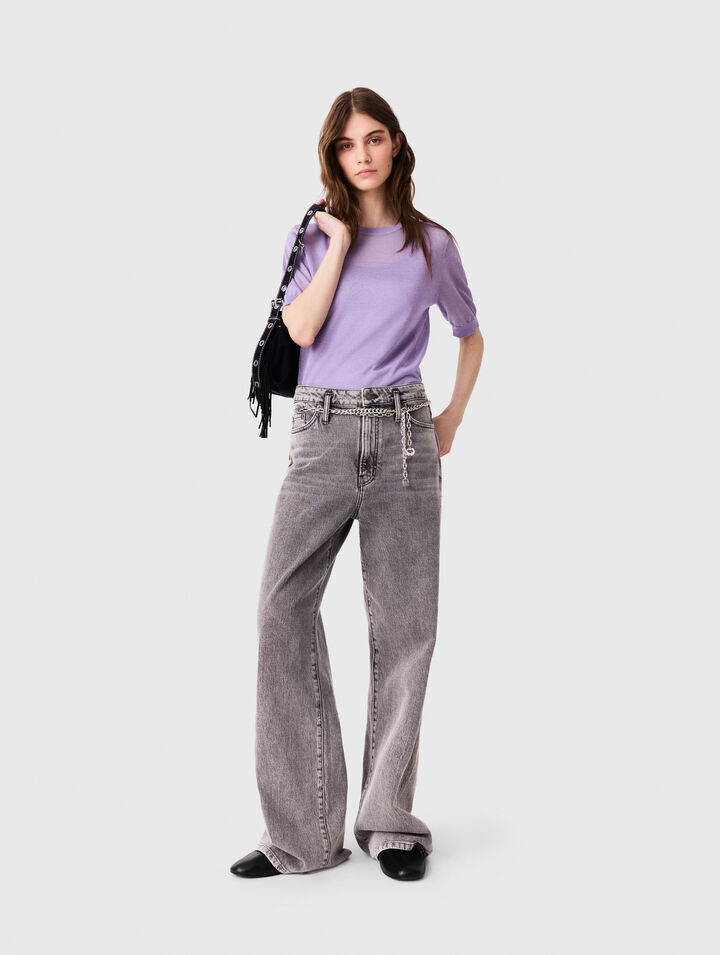 Wide-leg jeans with chain-link belt