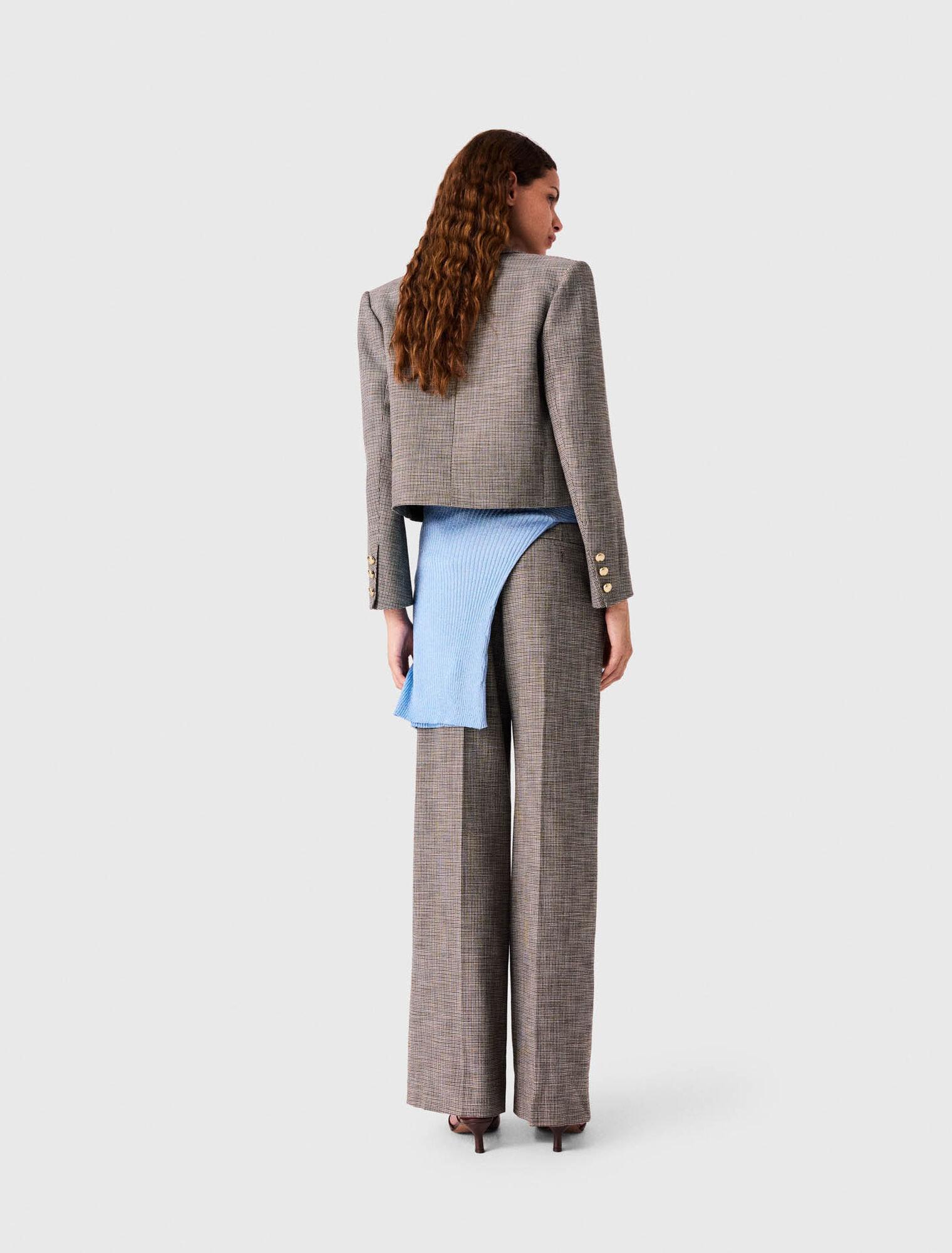 Short checked suit jacket