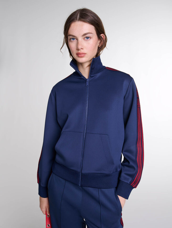 Striped zip-up sweatshirt