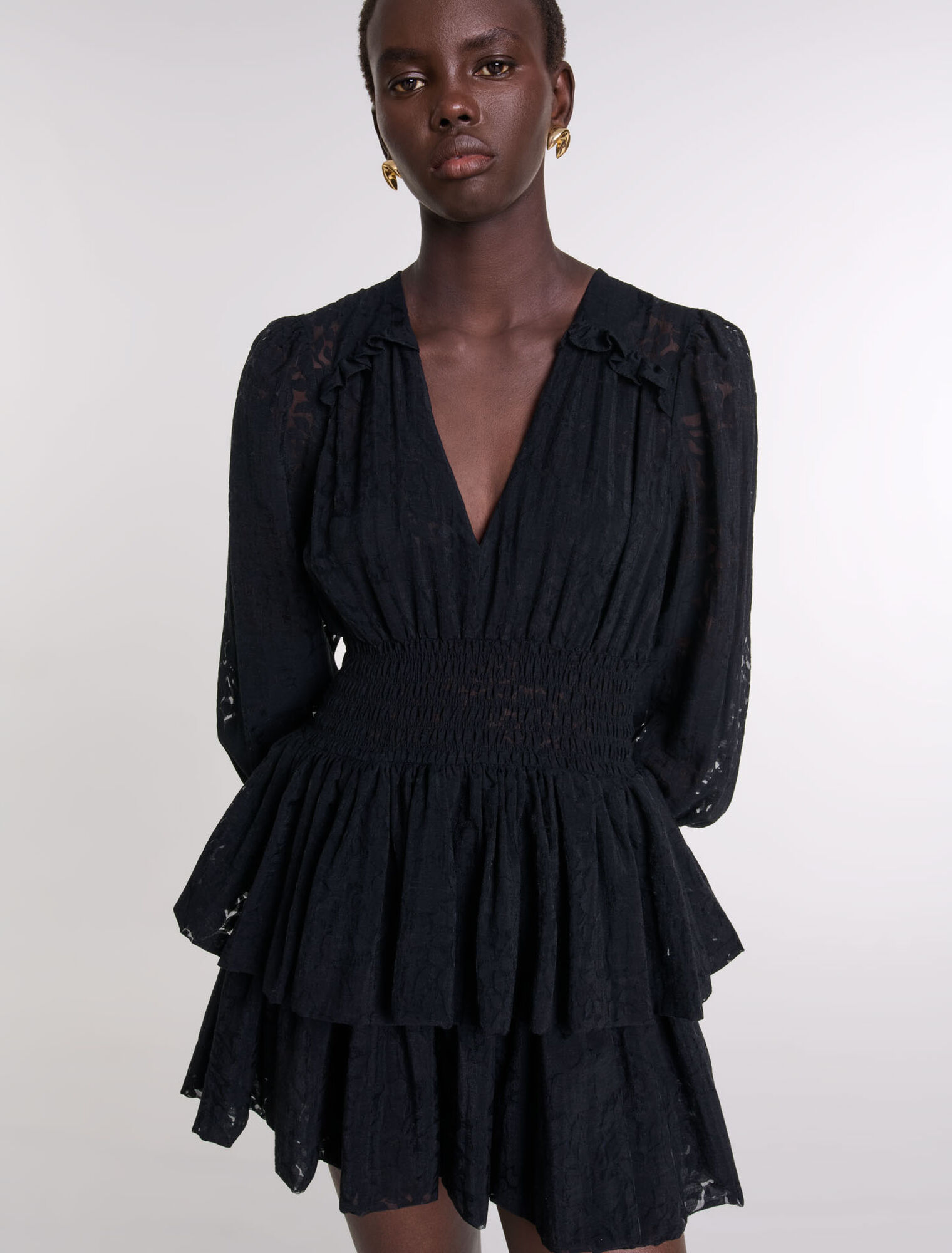 Layered-effect patterned dress