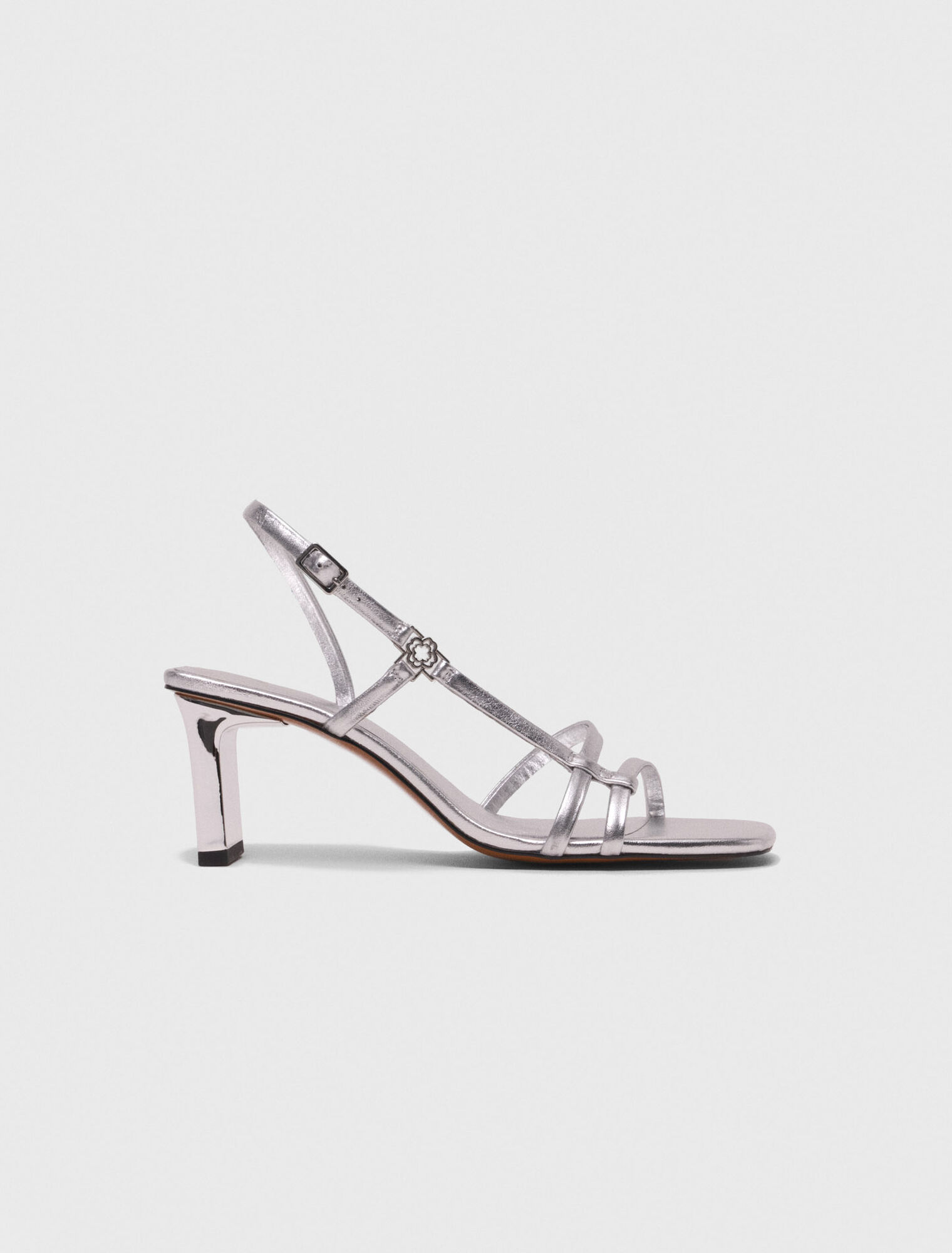 Metallic strappy heeled sandals