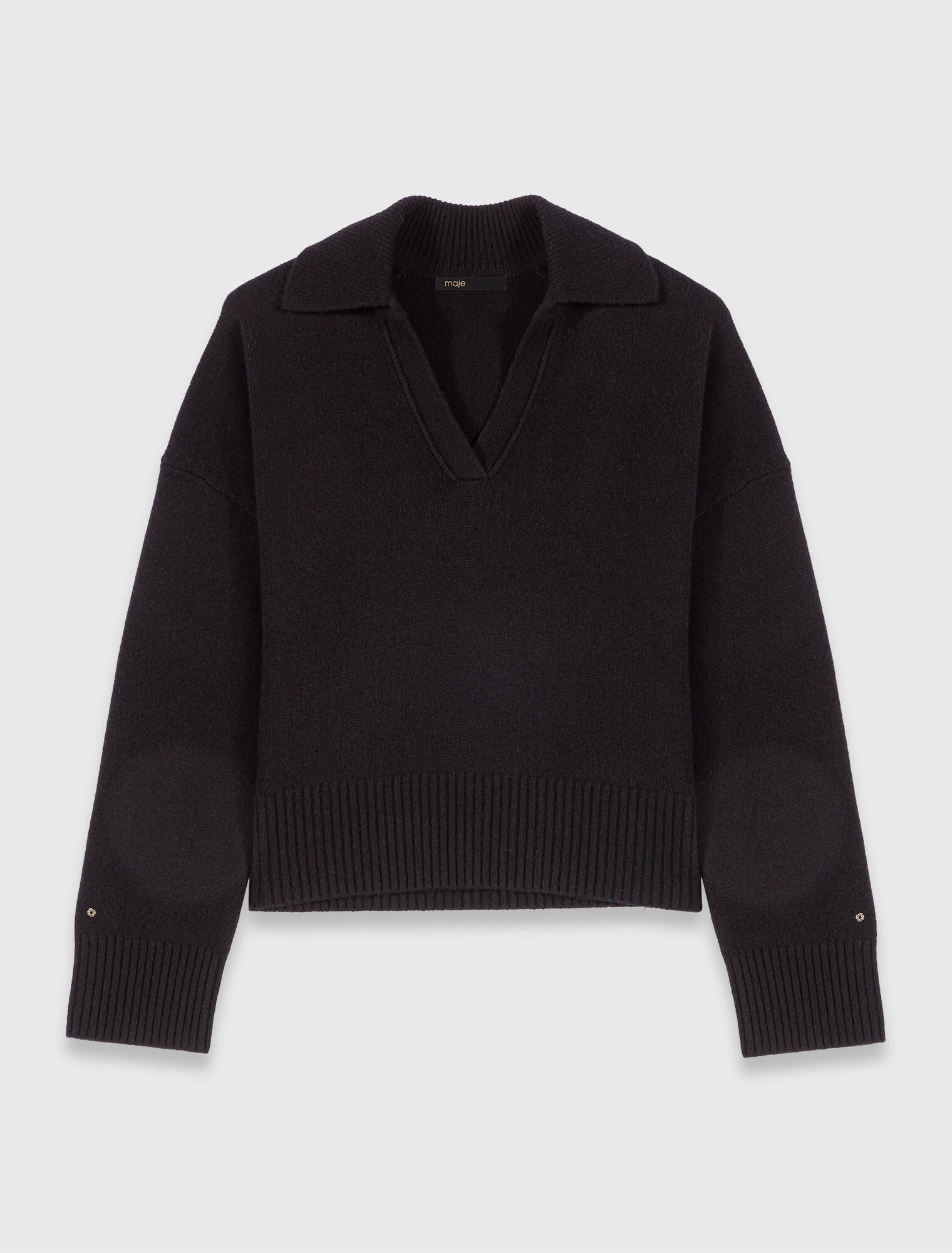 Open polo collar jumper