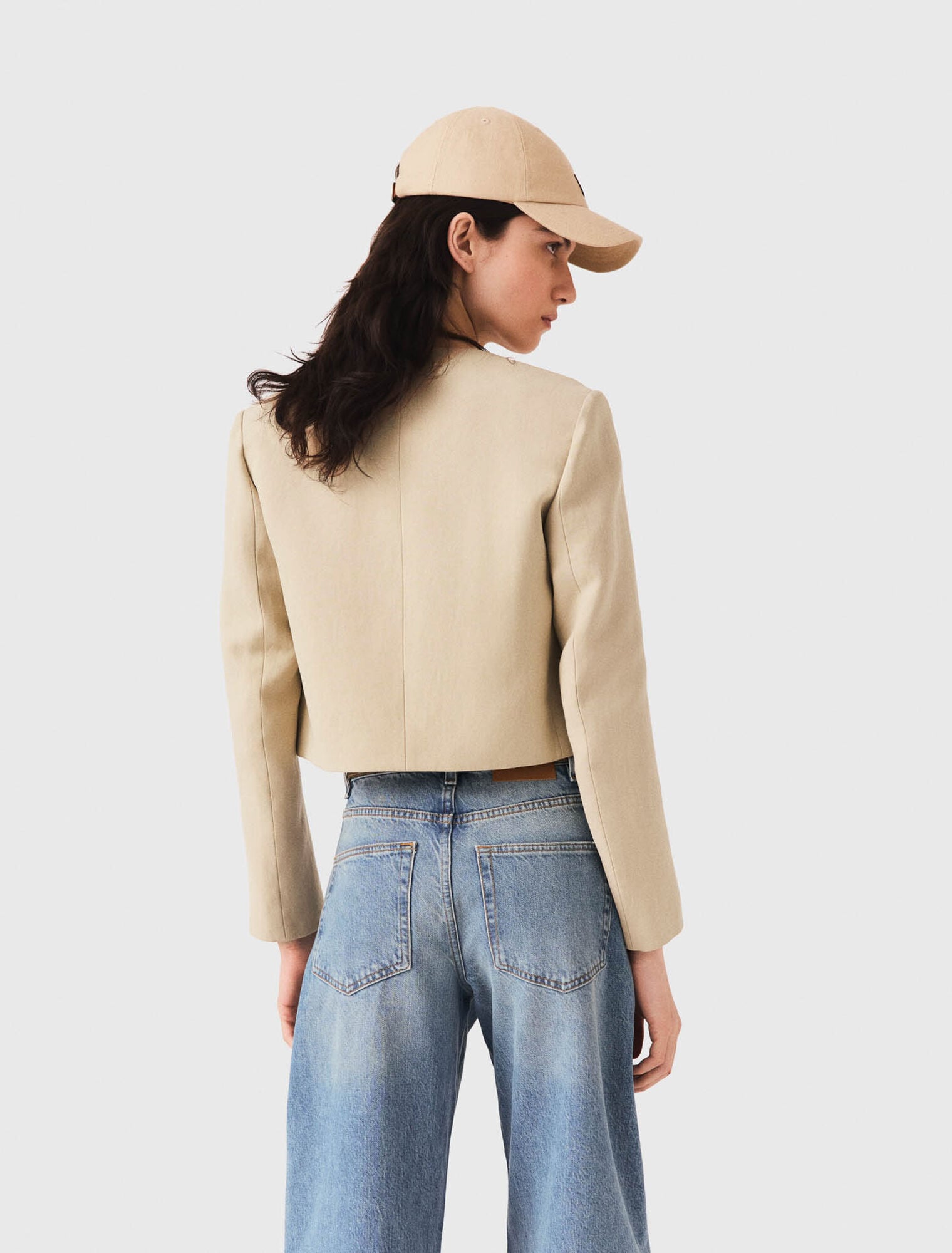 Short linen blend jacket
