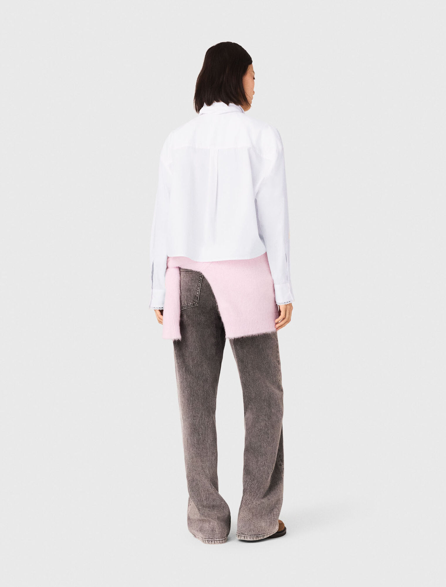 Crochet collar shirt