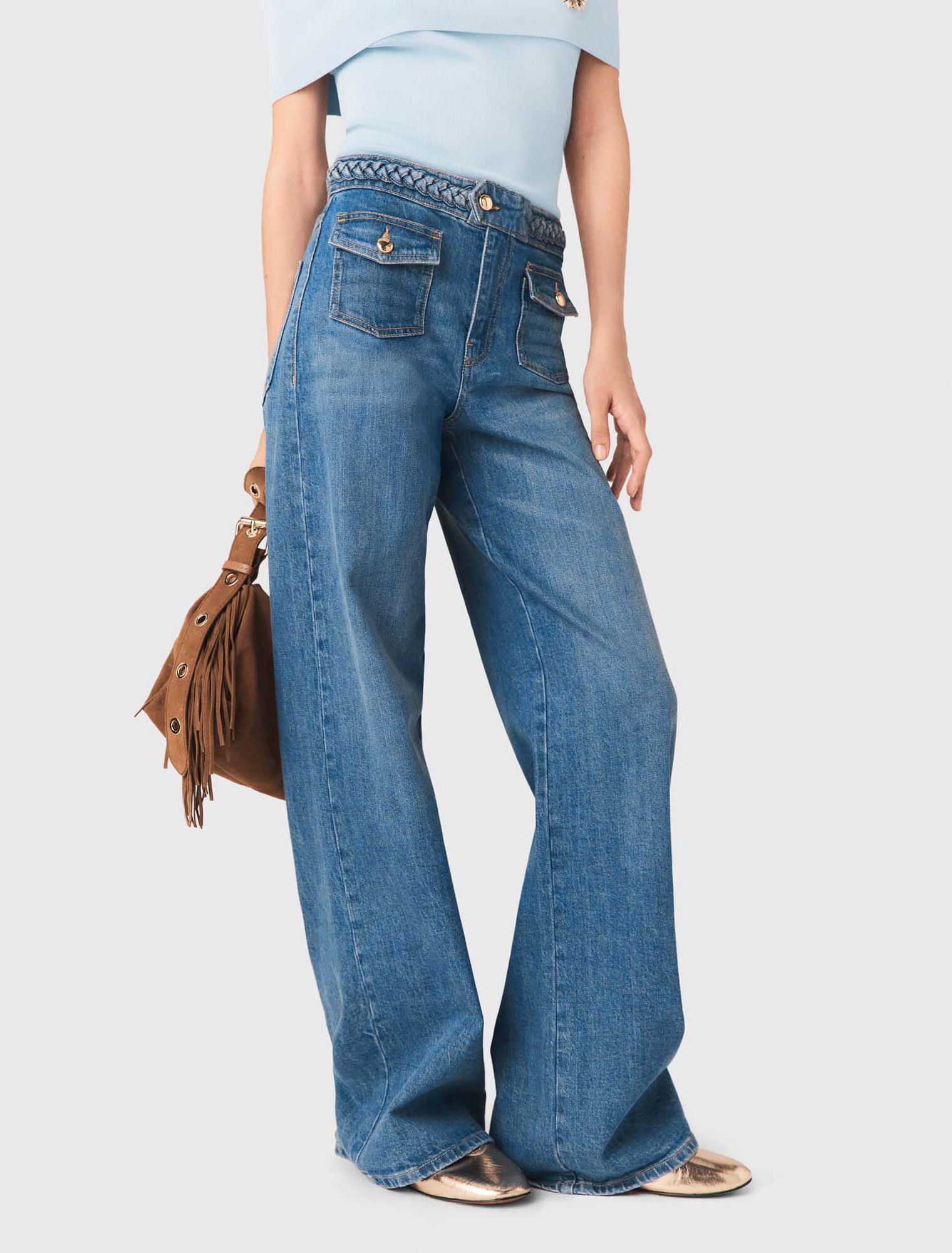 Braided flared jeans