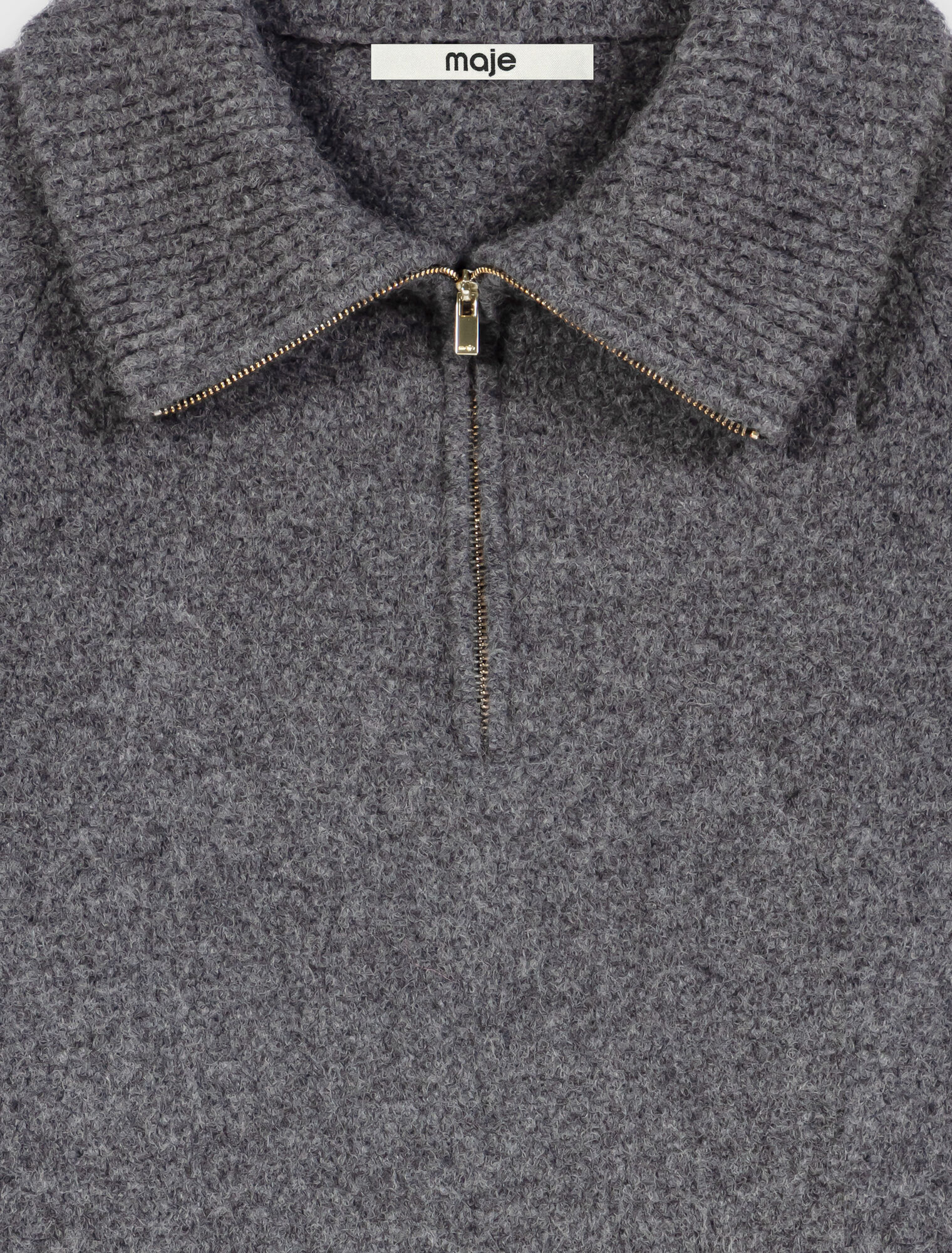 Zip-neck yak jumper