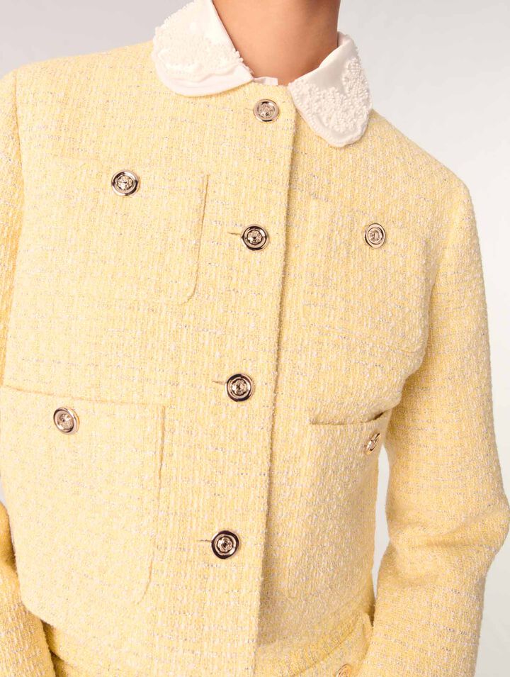 Short tweed and lurex jacket