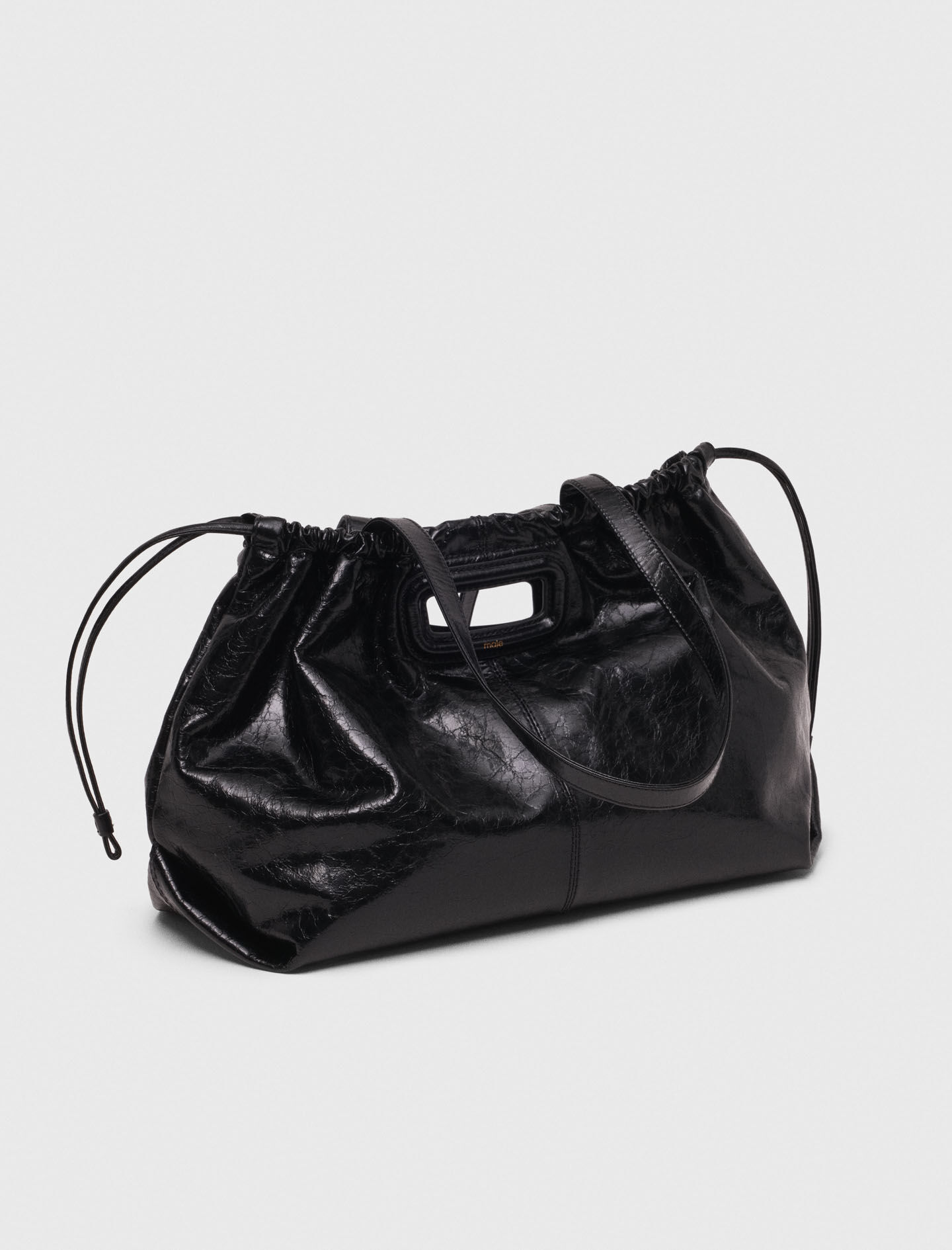 Crackled leather M Tote bag Black / Gray for Women | Maje Crackled leather M Tote bag Black / Gray for Women | Maje