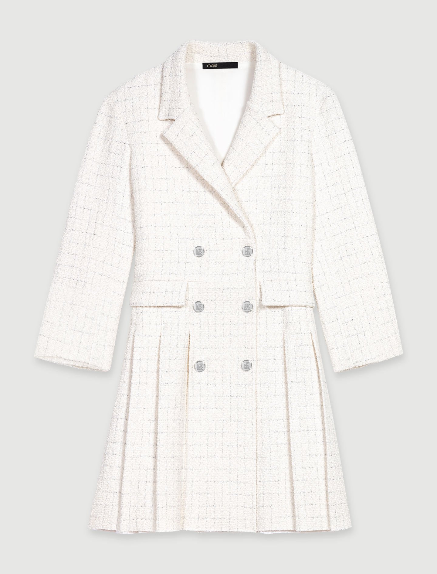 MYNE SHORT TRENCHI/WHITE なぐもふうか Short tweed dress White for Women | Maje