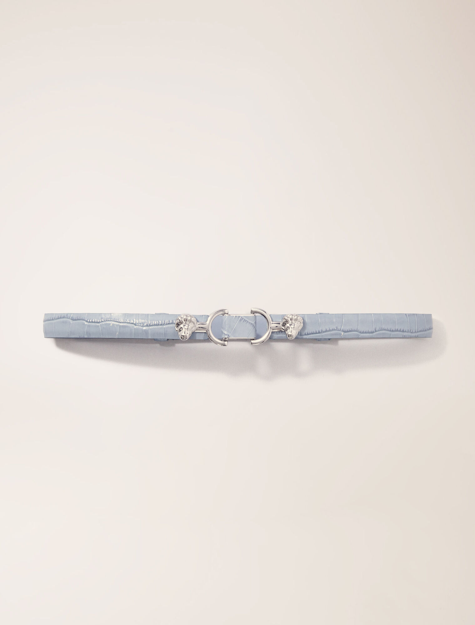 Thin leather belt with lion bit