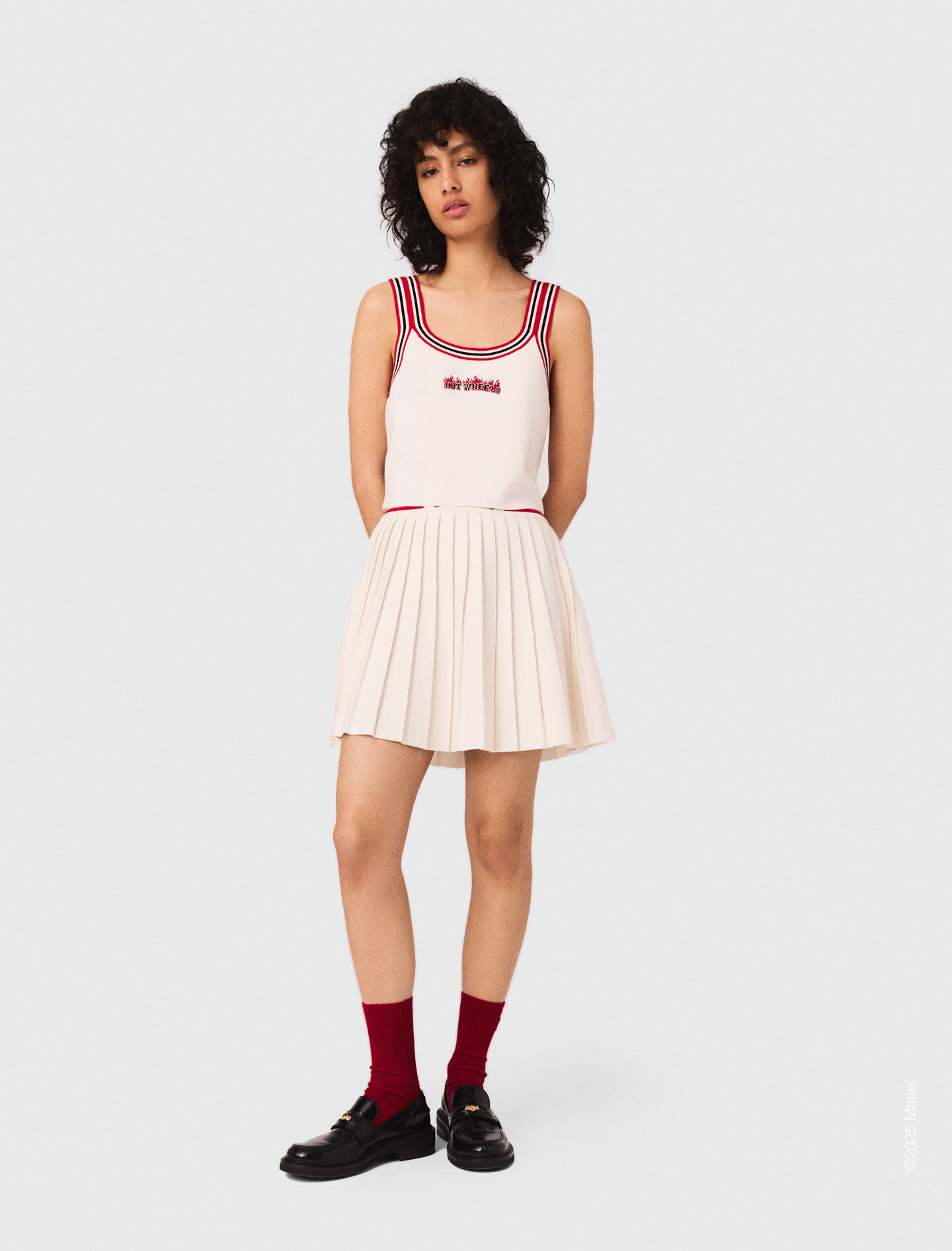 Short pleated knitted skirt White for Women | Maje