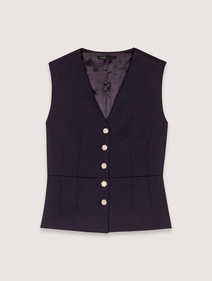 Maje Wool Blend Jacket In Navy