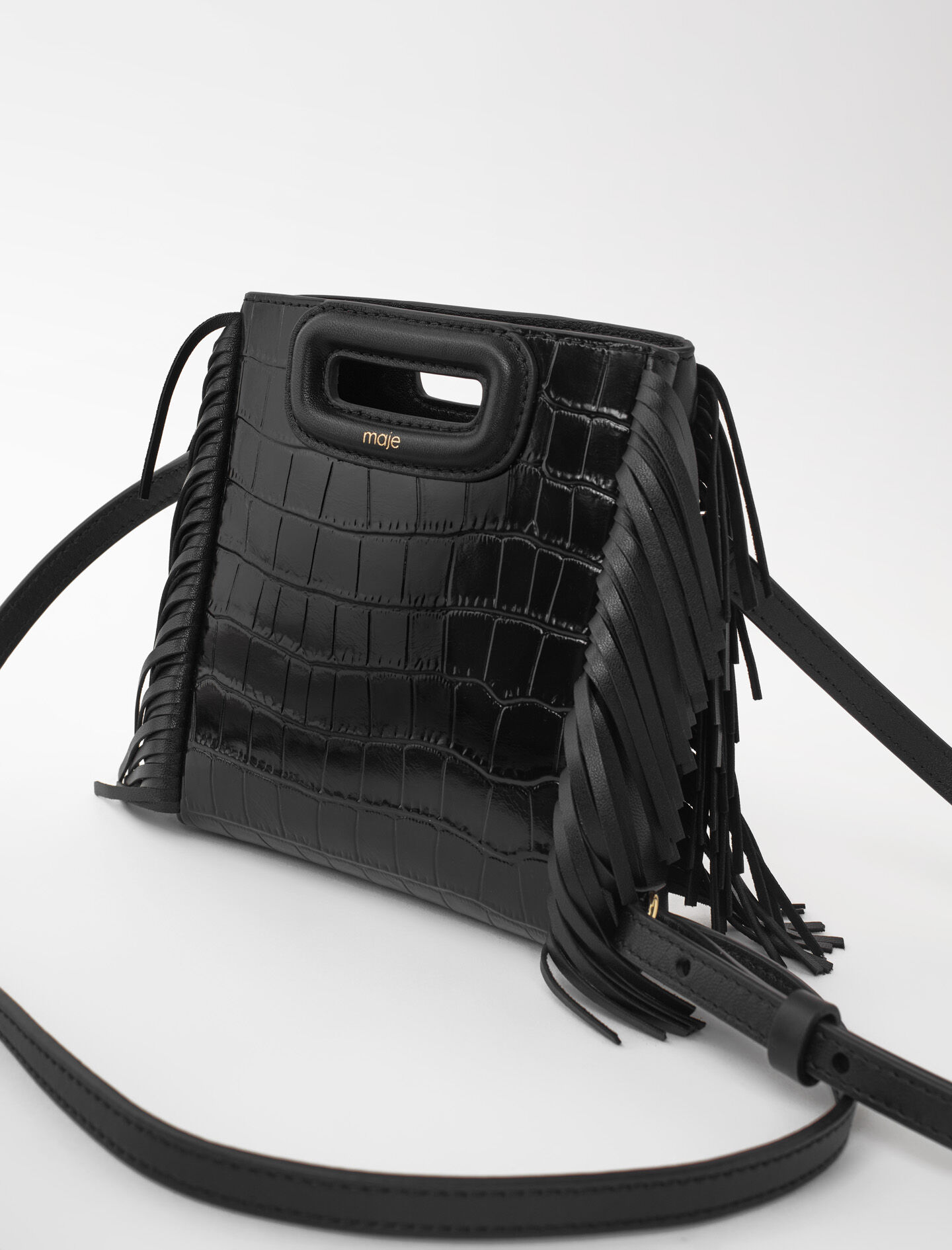 Mini embossed leather M bag with chain