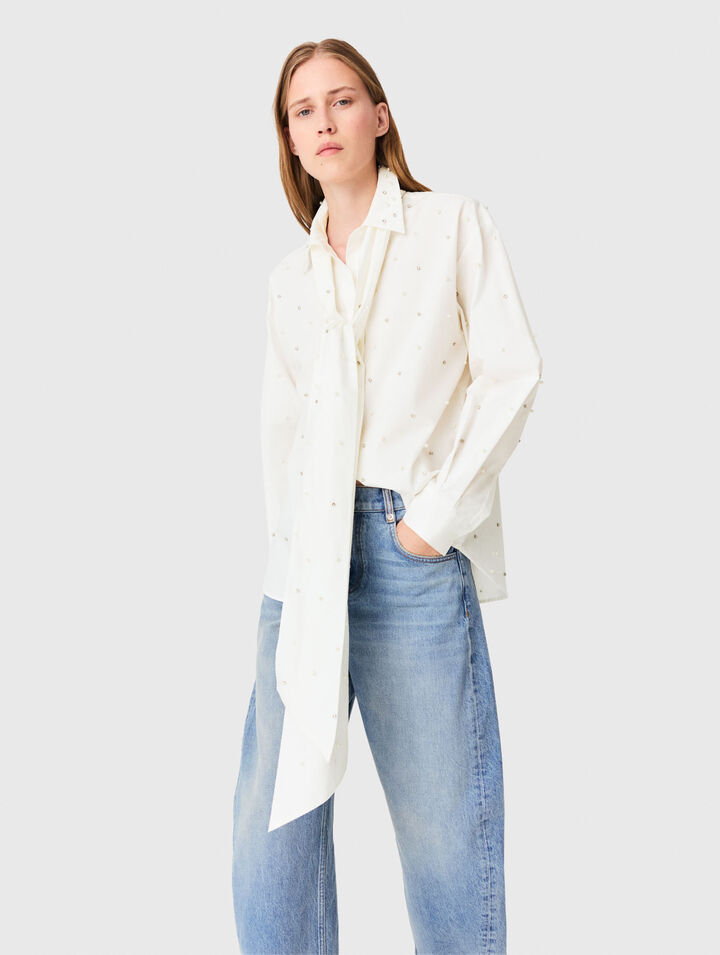 Rhinestone shirt with tie