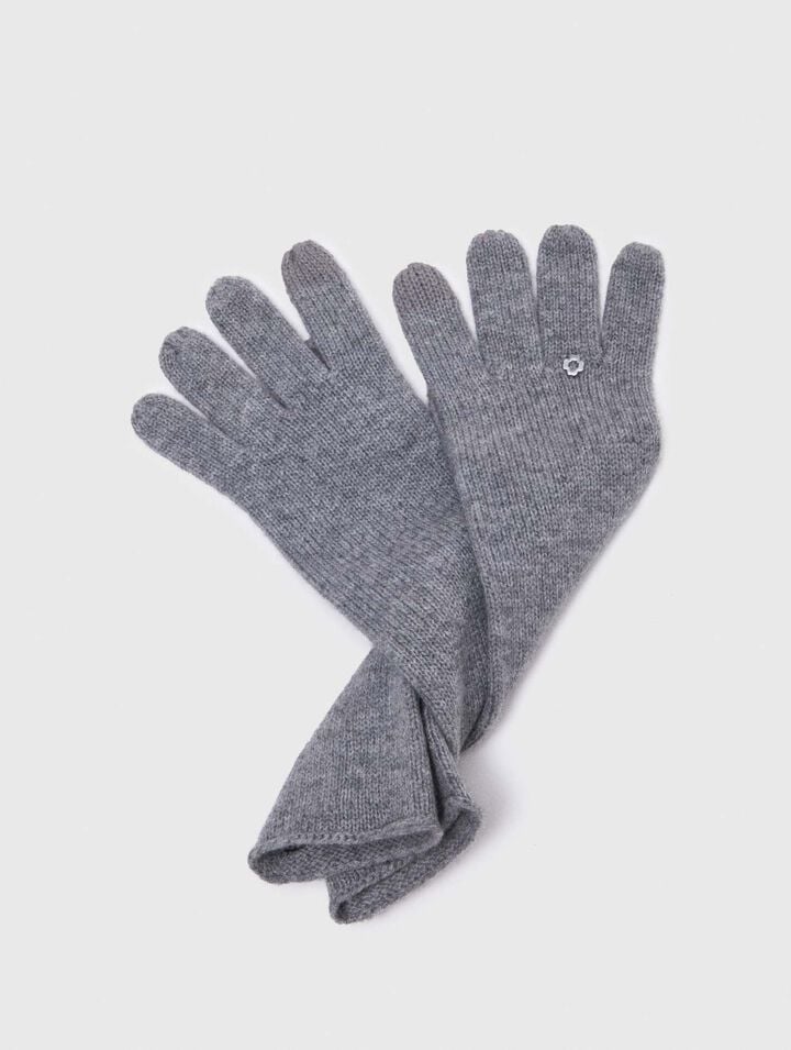Long wool and cashmere gloves