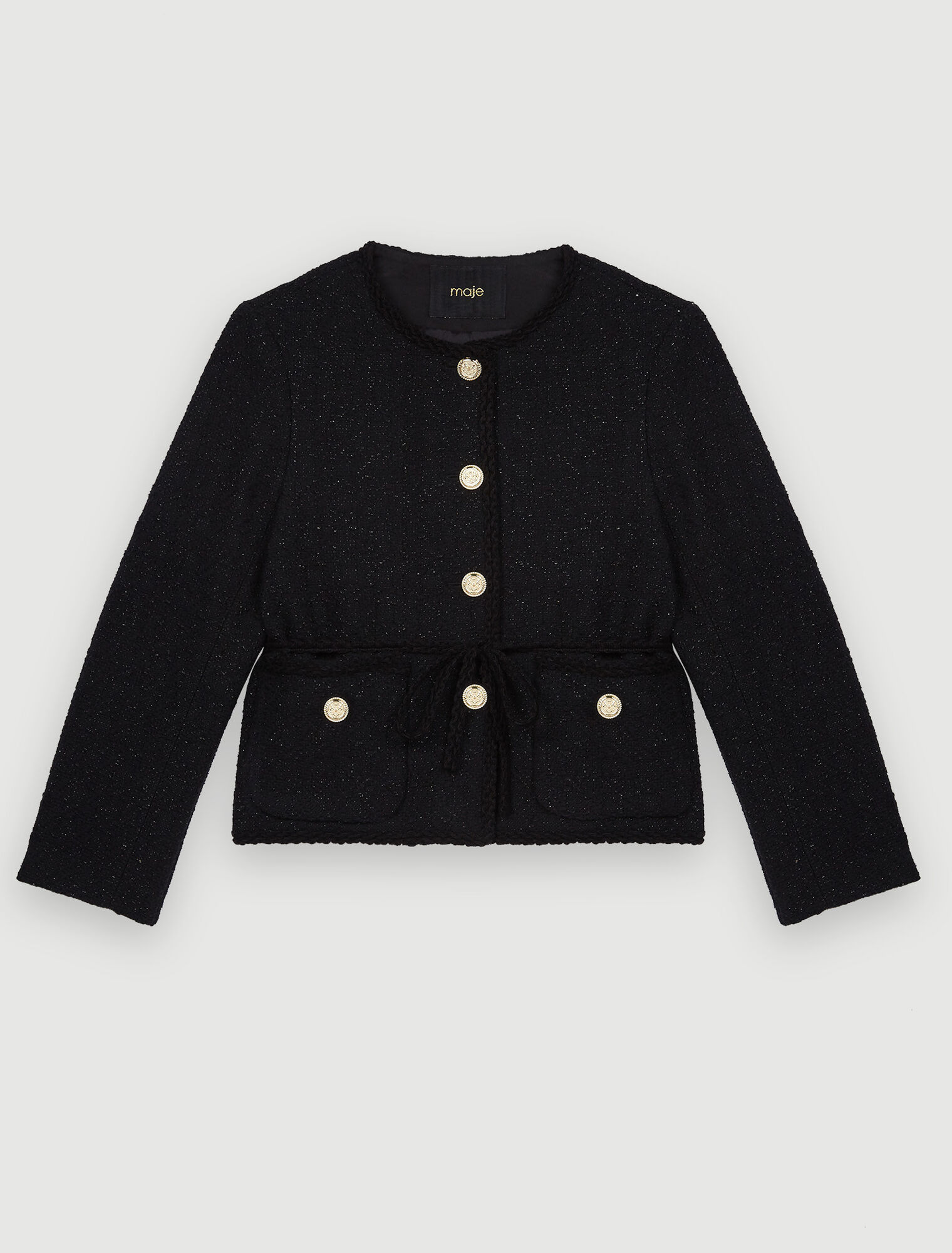 Straight-cut shiny tweed jacket