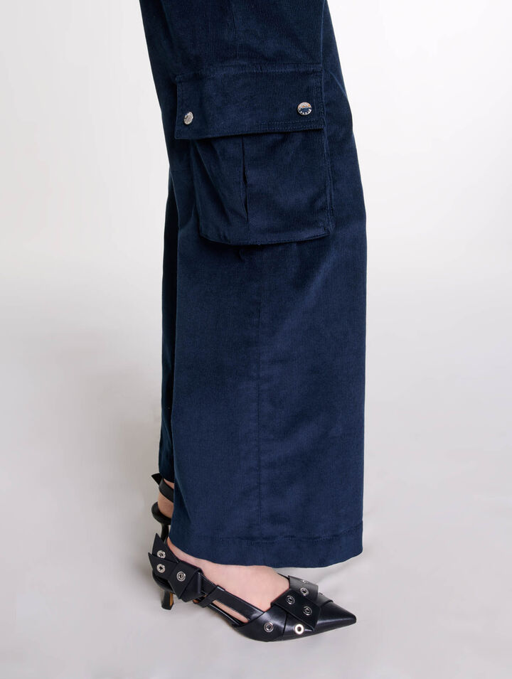 Velour cargo trousers