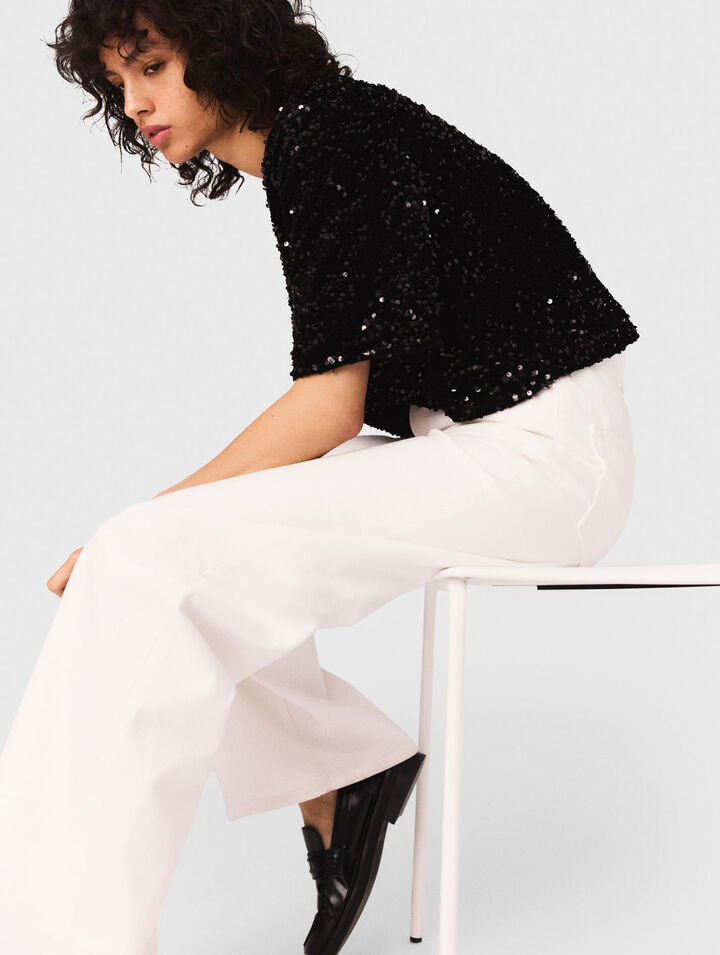 Sequinned velvet top