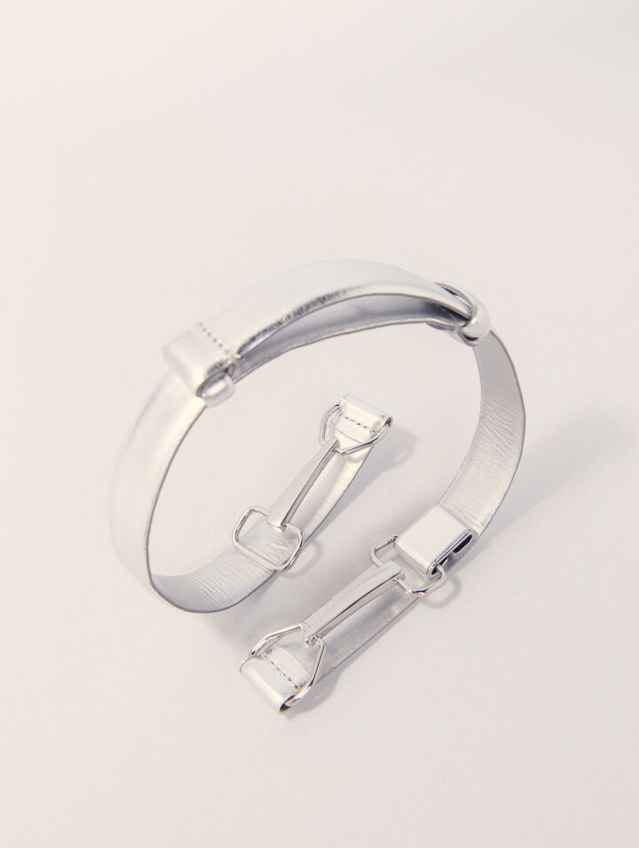 Metallic leather belt