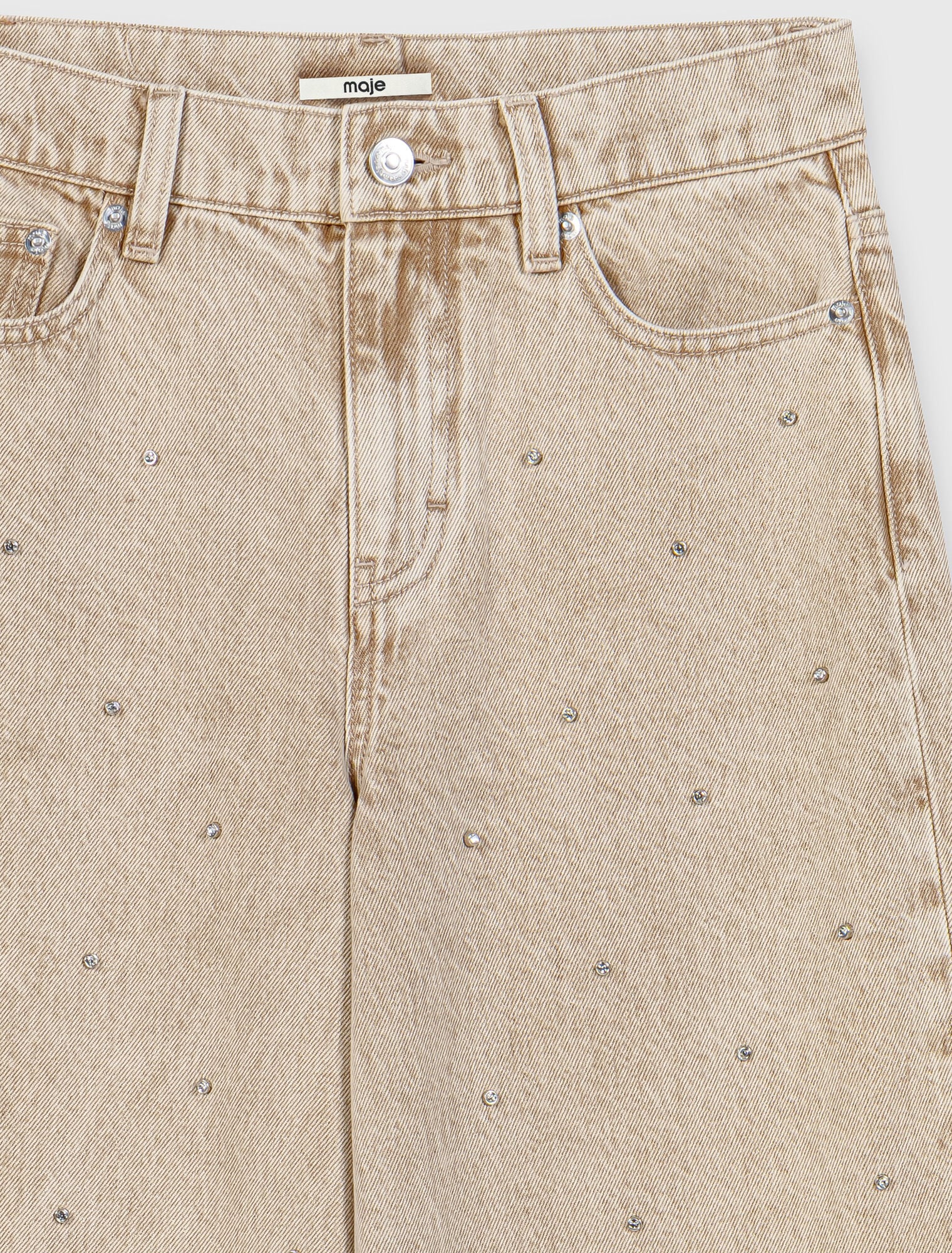 Wide-leg rhinestone jeans
