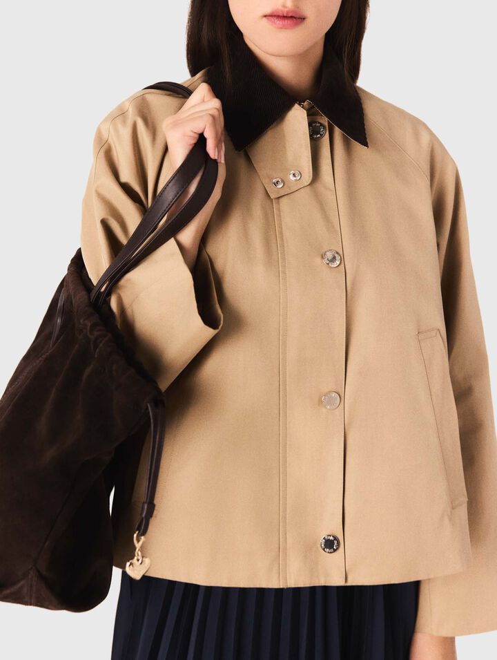 Trapeze jacket with contrast collar