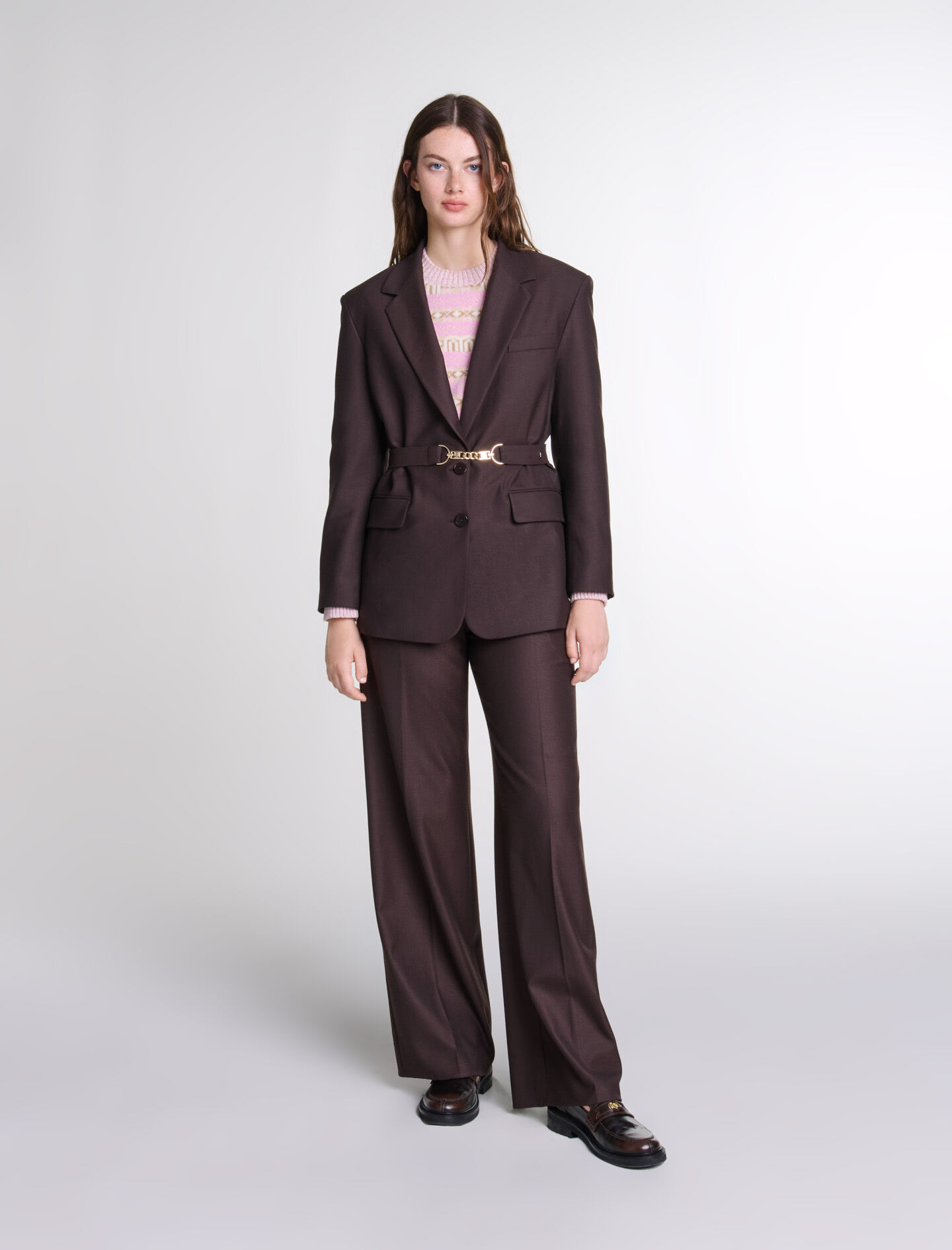 Belted suit jacket cheap