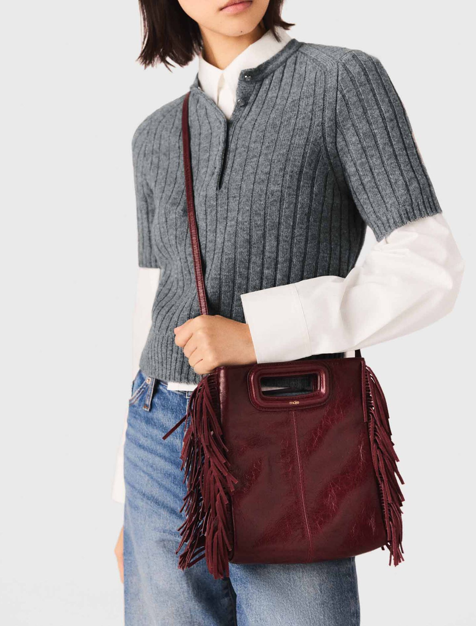 Crackled leather M bag