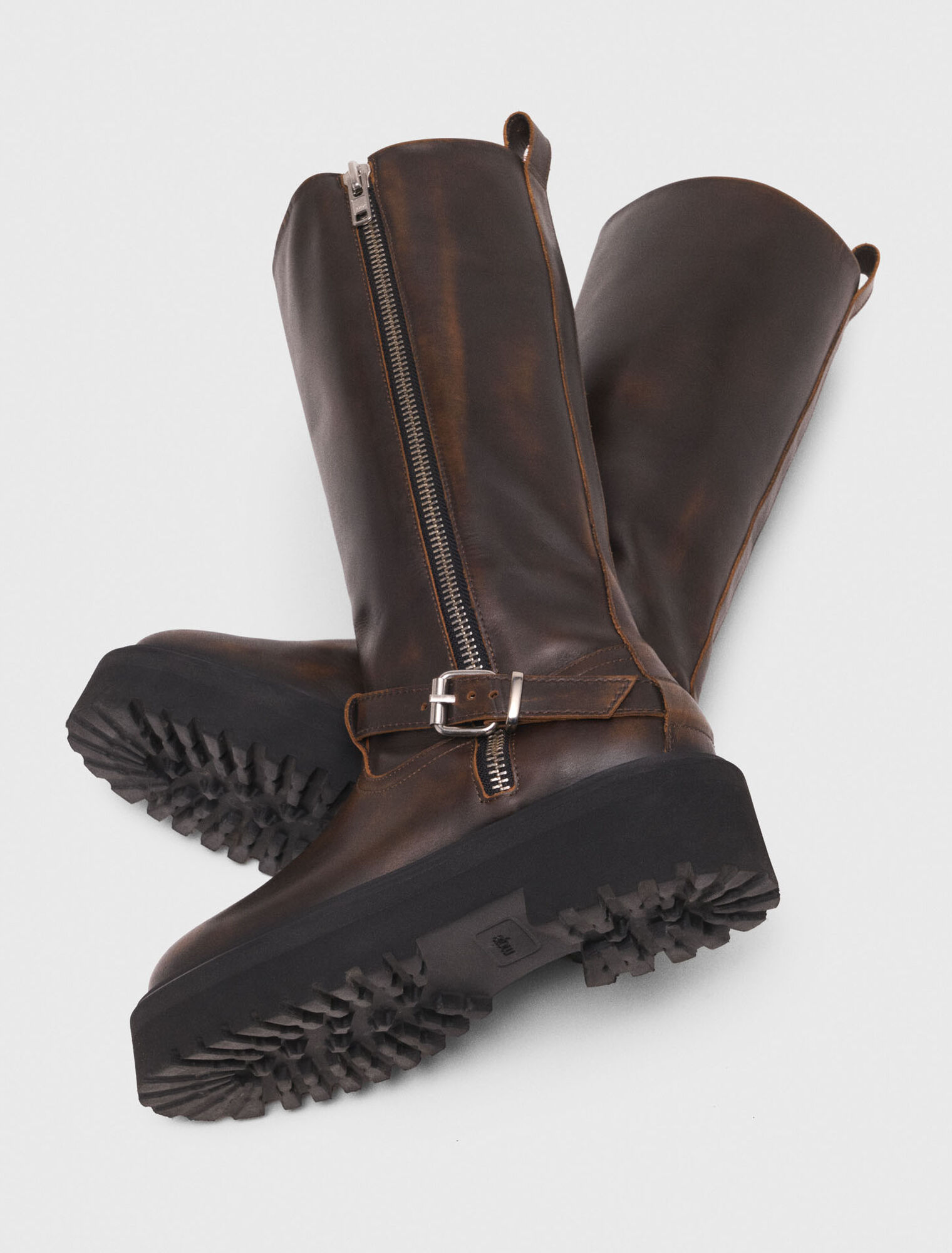 Leather biker boots