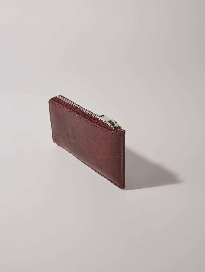 Crackled leather cardholder