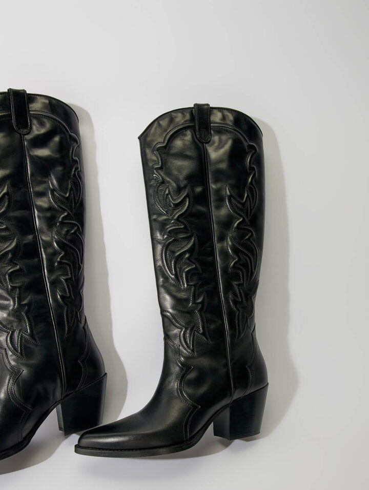 Western leather boots