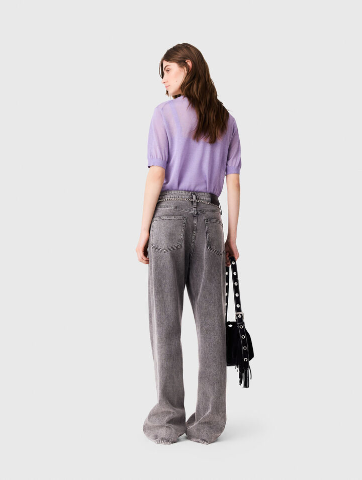 Wide-leg jeans with chain-link belt