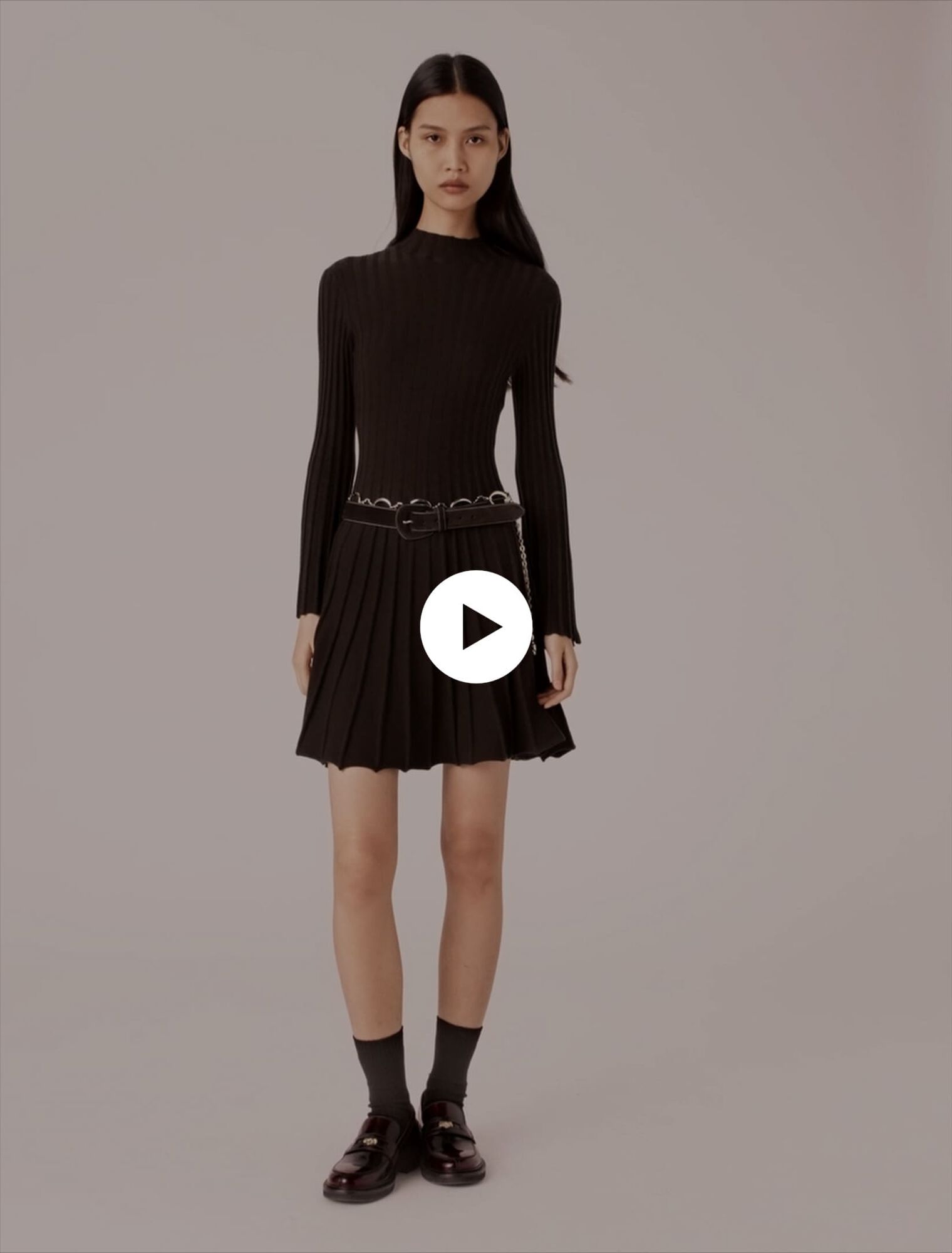 High-neck short skater dress