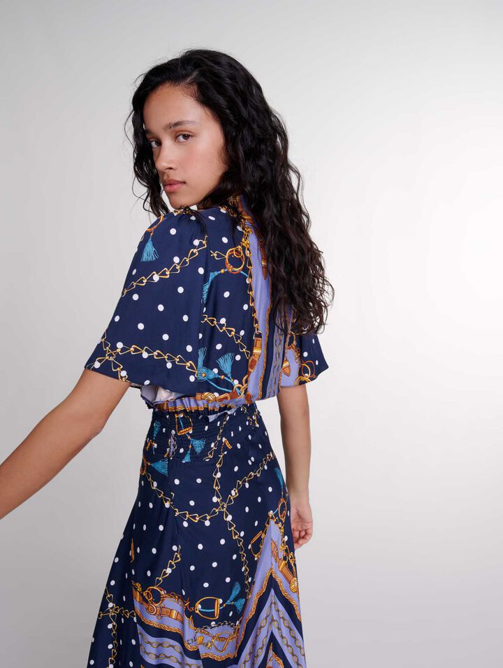 Satin-look patterned maxi dress 