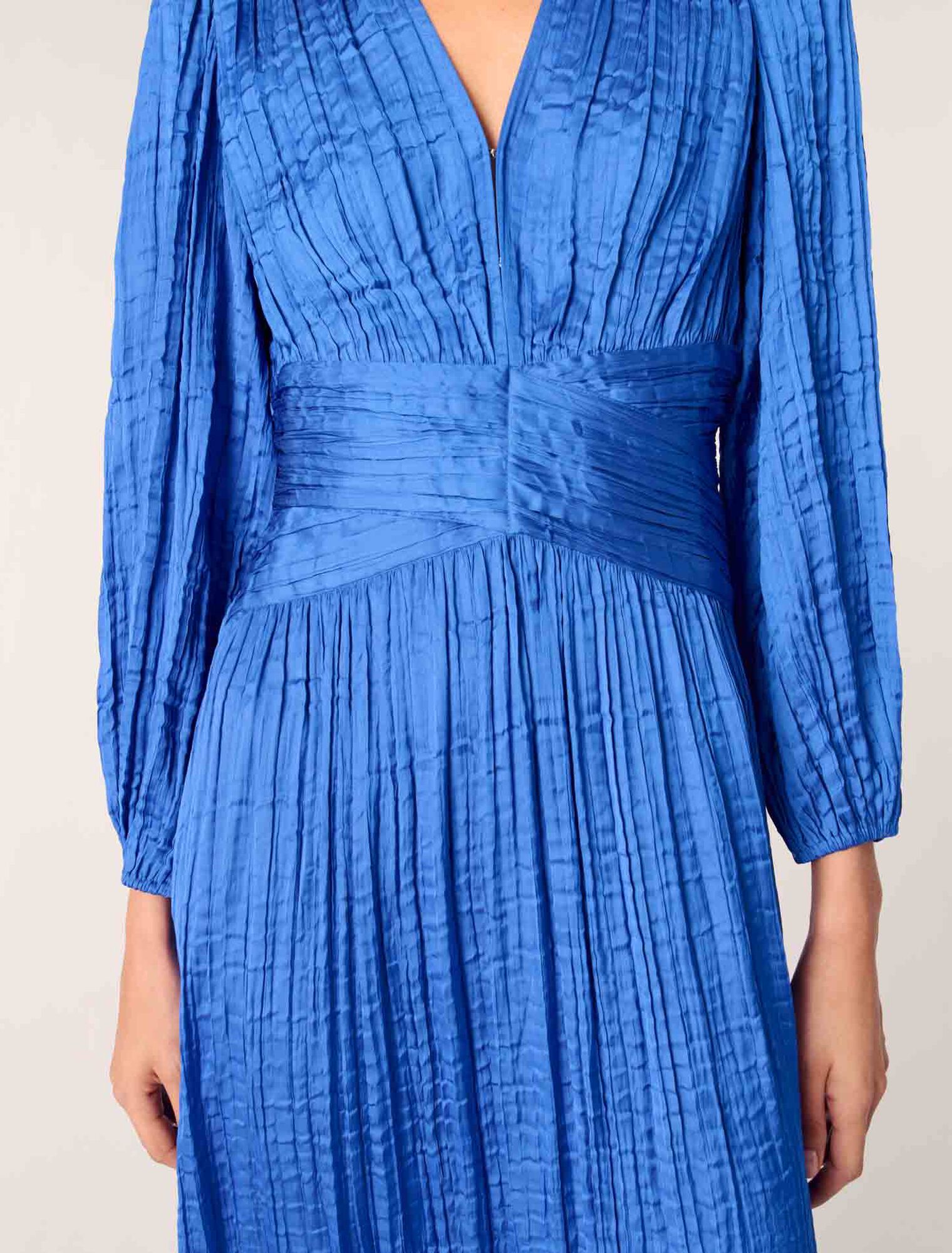 Pleated satin maxi dress