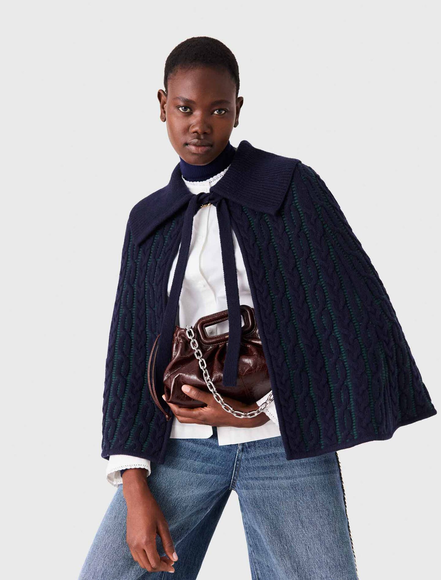 Cropped cape cardigan