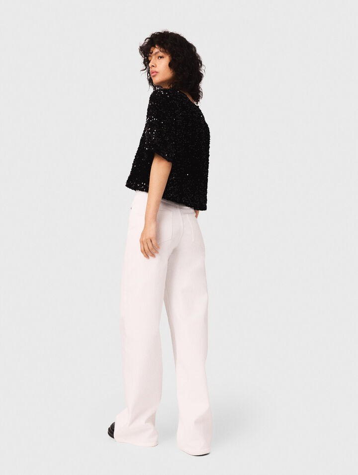 Sequinned velvet top