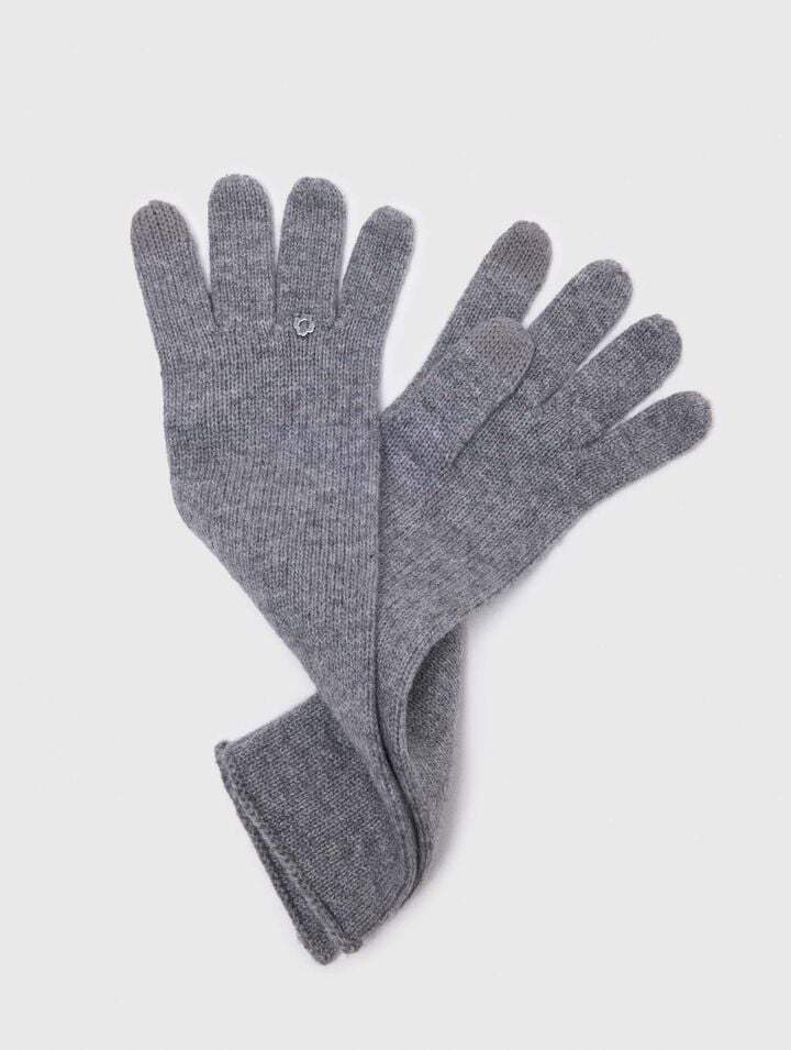 Long wool and cashmere gloves