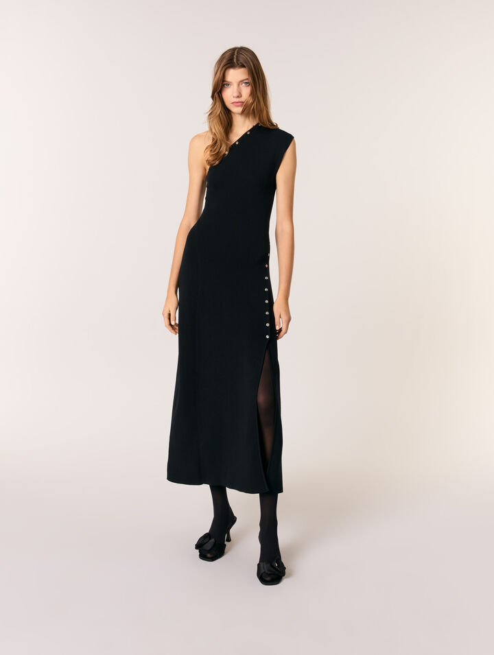Asymmetric knit maxi dress