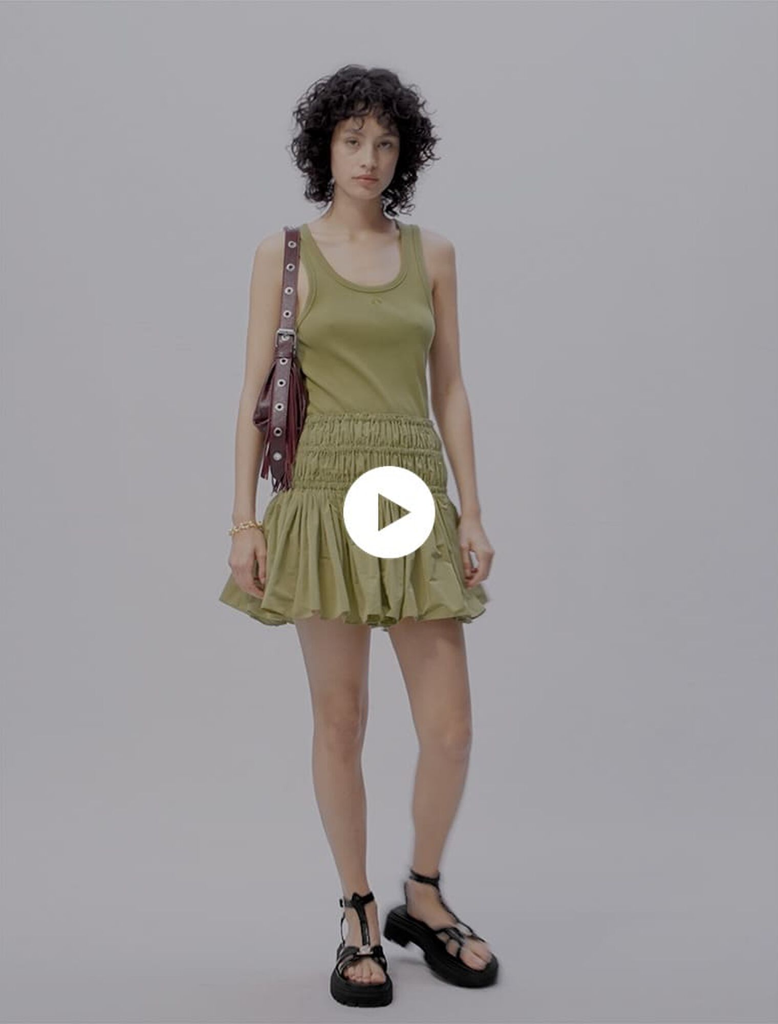 Short taffeta mini-skirt