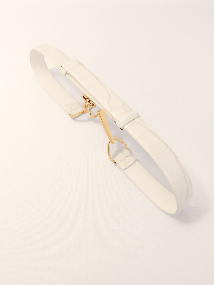 Leather belt with horse bit buckle