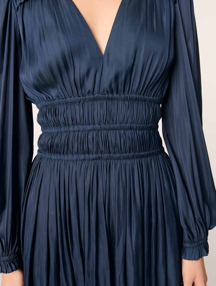 Short satin dress with ruffles