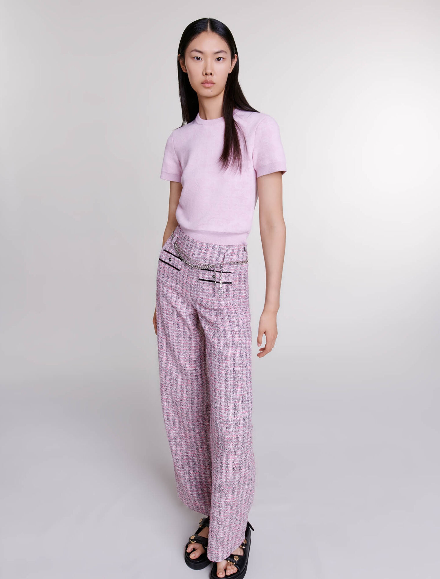 Cropped jacquard knit jumper