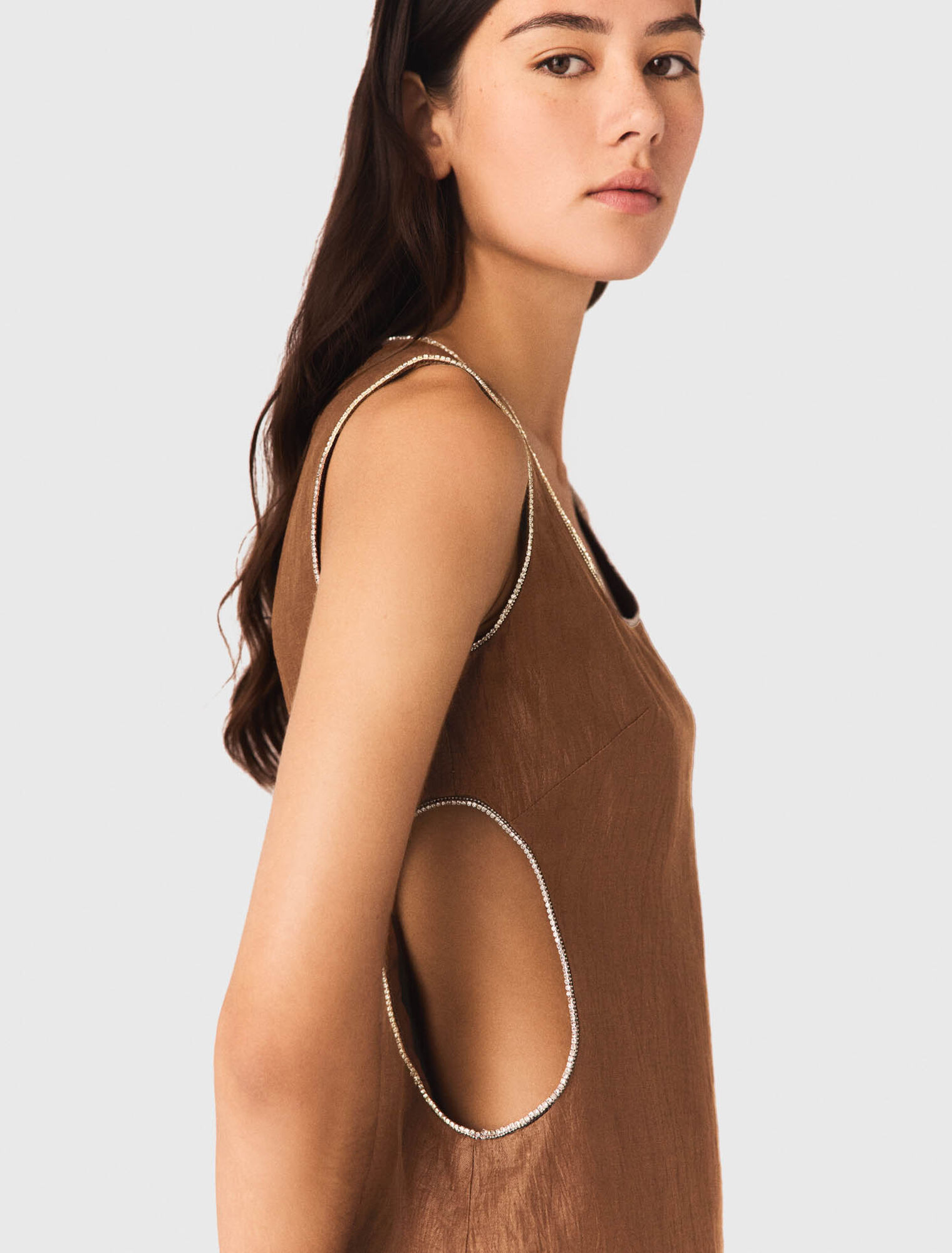 Short linen-blend dress