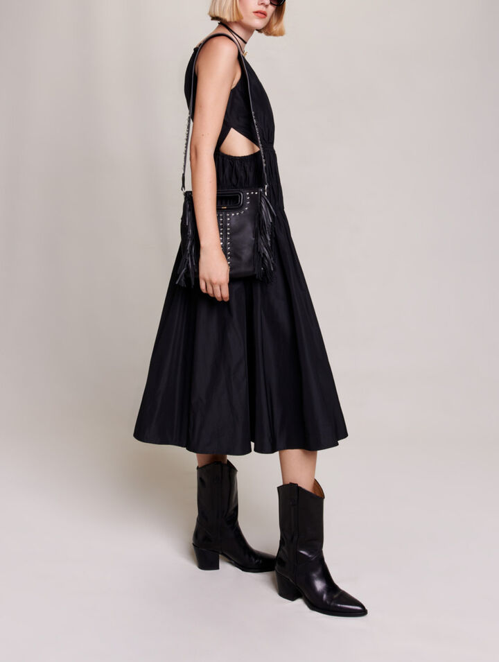 Taffeta dress with cut-out at the waist