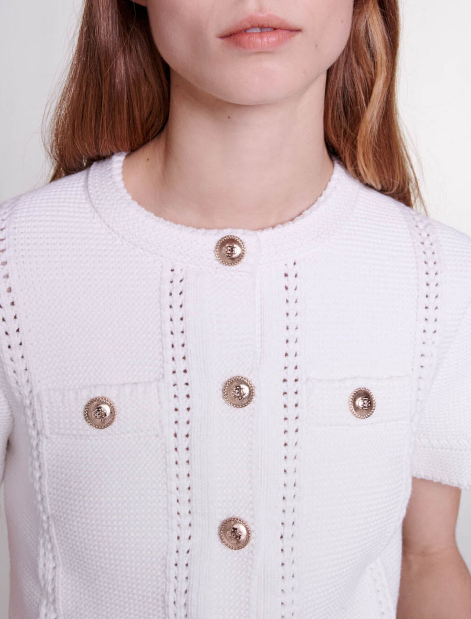 Short-sleeved knit cardigan